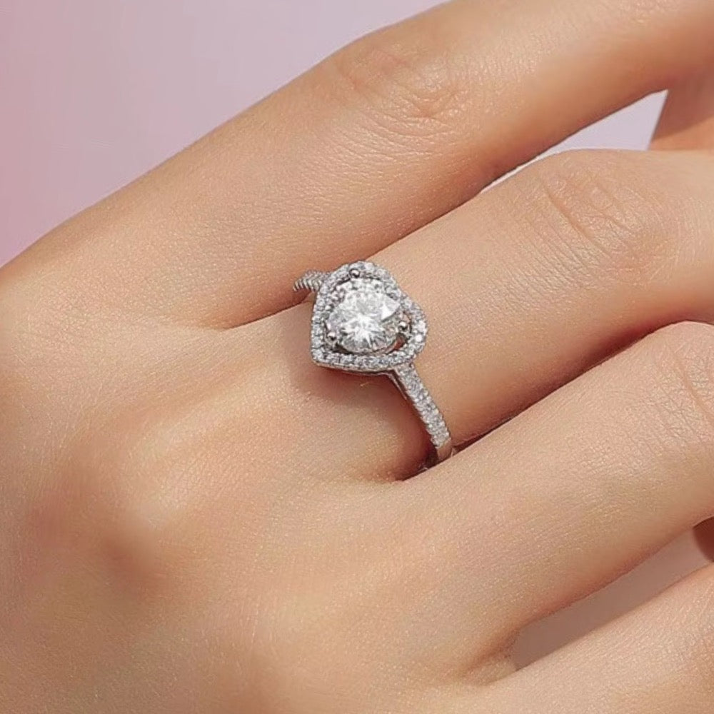 1 Carat Heart Cut VVS Moissanite Ring