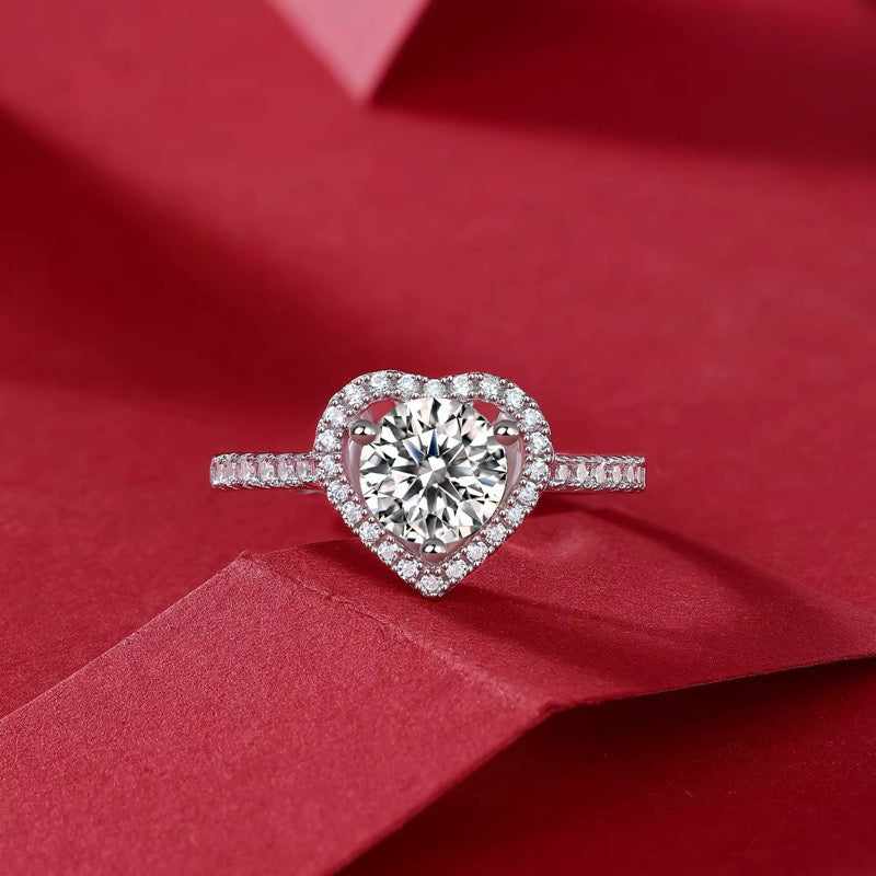 1 Carat Heart Cut VVS Moissanite Ring