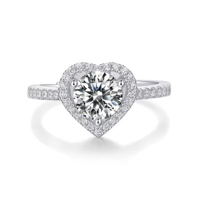 1 Carat Heart Cut VVS Moissanite Ring