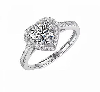 1 Carat Heart Cut VVS Moissanite Ring