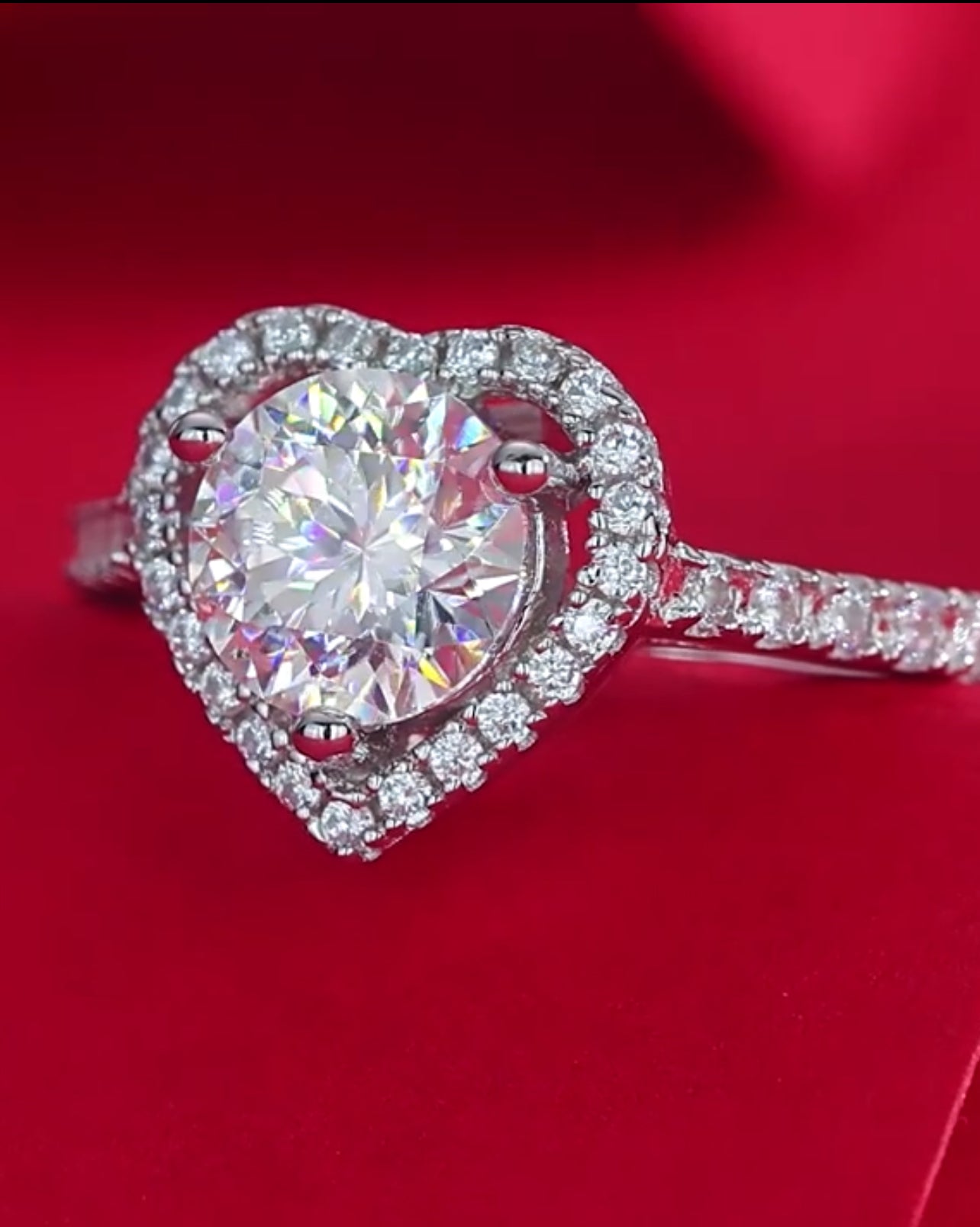 1 Carat Heart Cut VVS Moissanite Ring