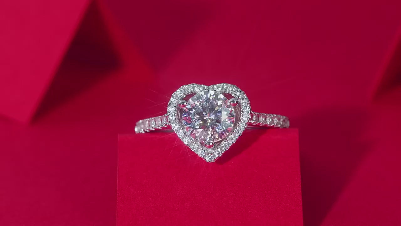 1 Carat Heart Cut VVS Moissanite Ring